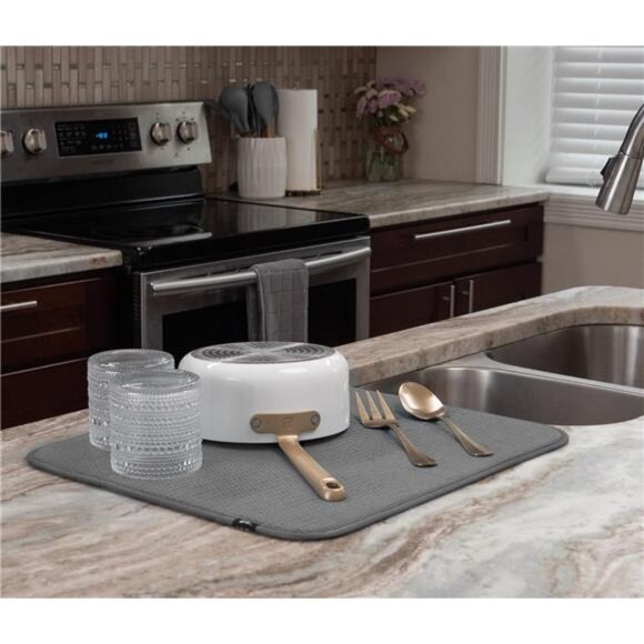 Dish Drying Mat, Highly Absorbent Microfiber Kitchen Counter Mat - Picture 3 of 7
